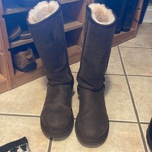 Chocolate Brown Leather tall UGG boots